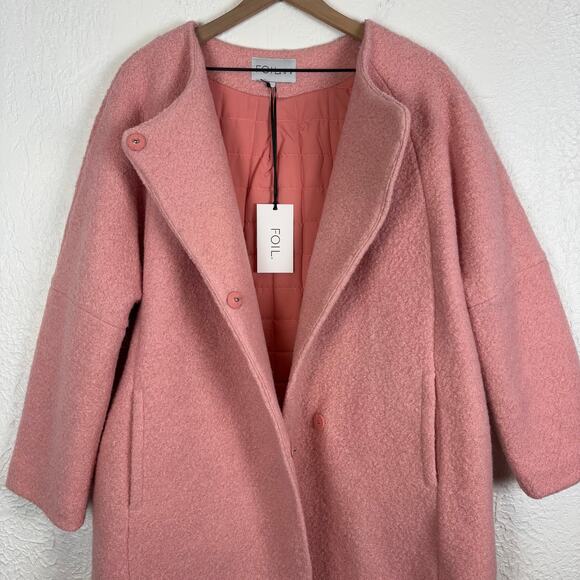 FOIL Senseo One For The Senses Wool Blend Boucle Coat Winter Peach NWT Size 12 - Picture 4 of 8